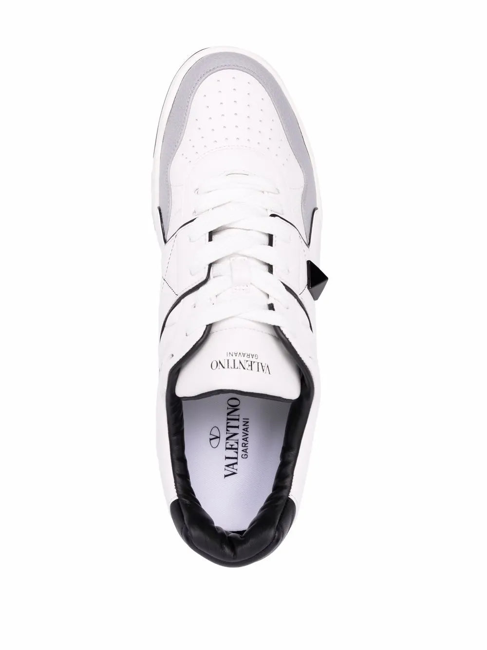 נעל של ולנטינו בצבע לבן ואפור – Valentino ONE STUD LOW TOP