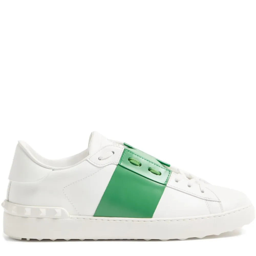 נעל של ולנטינו בצבע לבן וירוק – Valentino CALFSKIN OPEN SNEAKER
