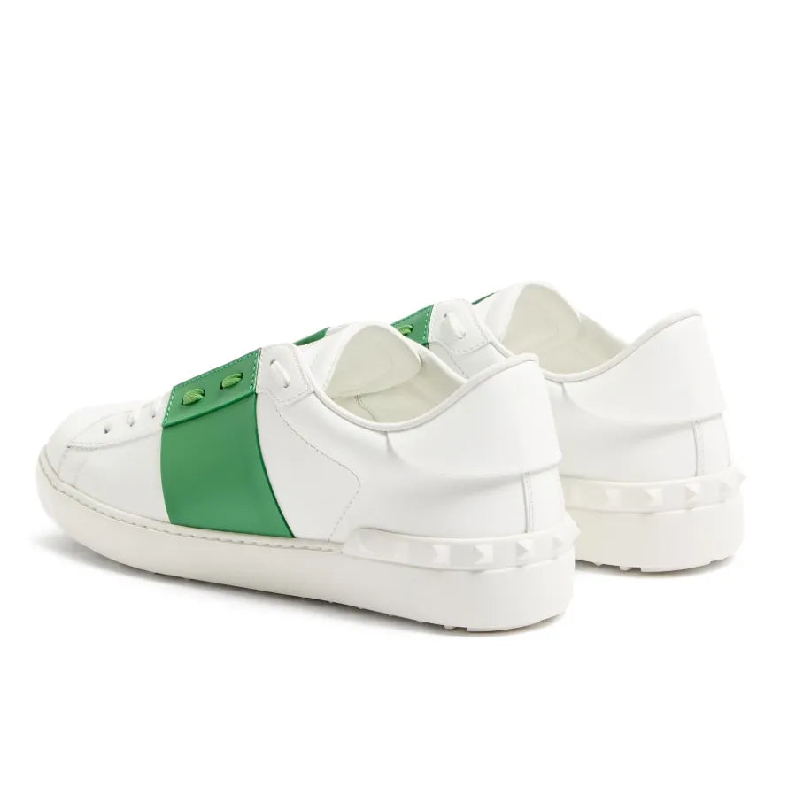נעל של ולנטינו בצבע לבן וירוק – Valentino CALFSKIN OPEN SNEAKER