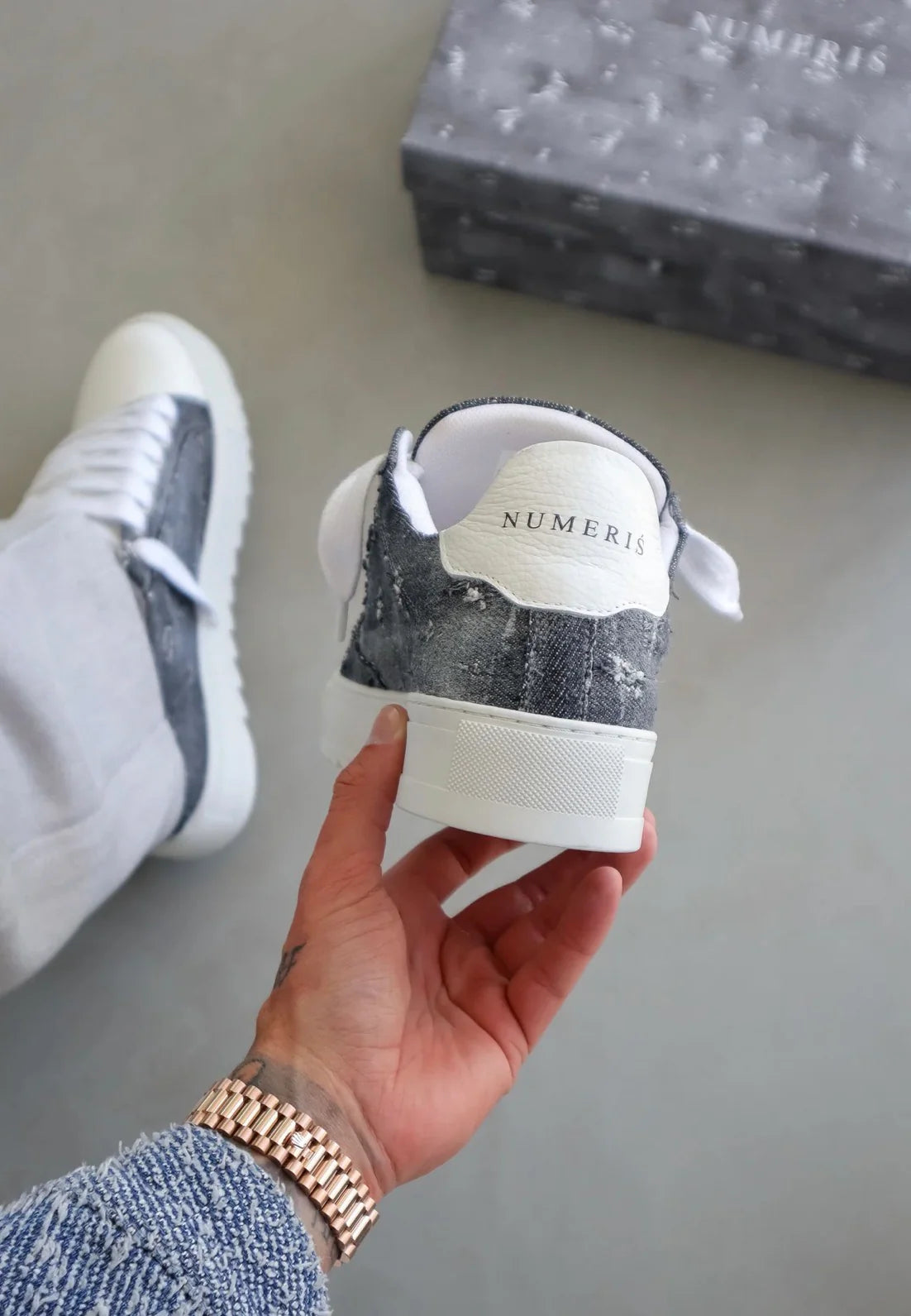 NUMERIŚ ATELIER - THRASHED DENIM נעלי סניקרס נומריס טראש דנים