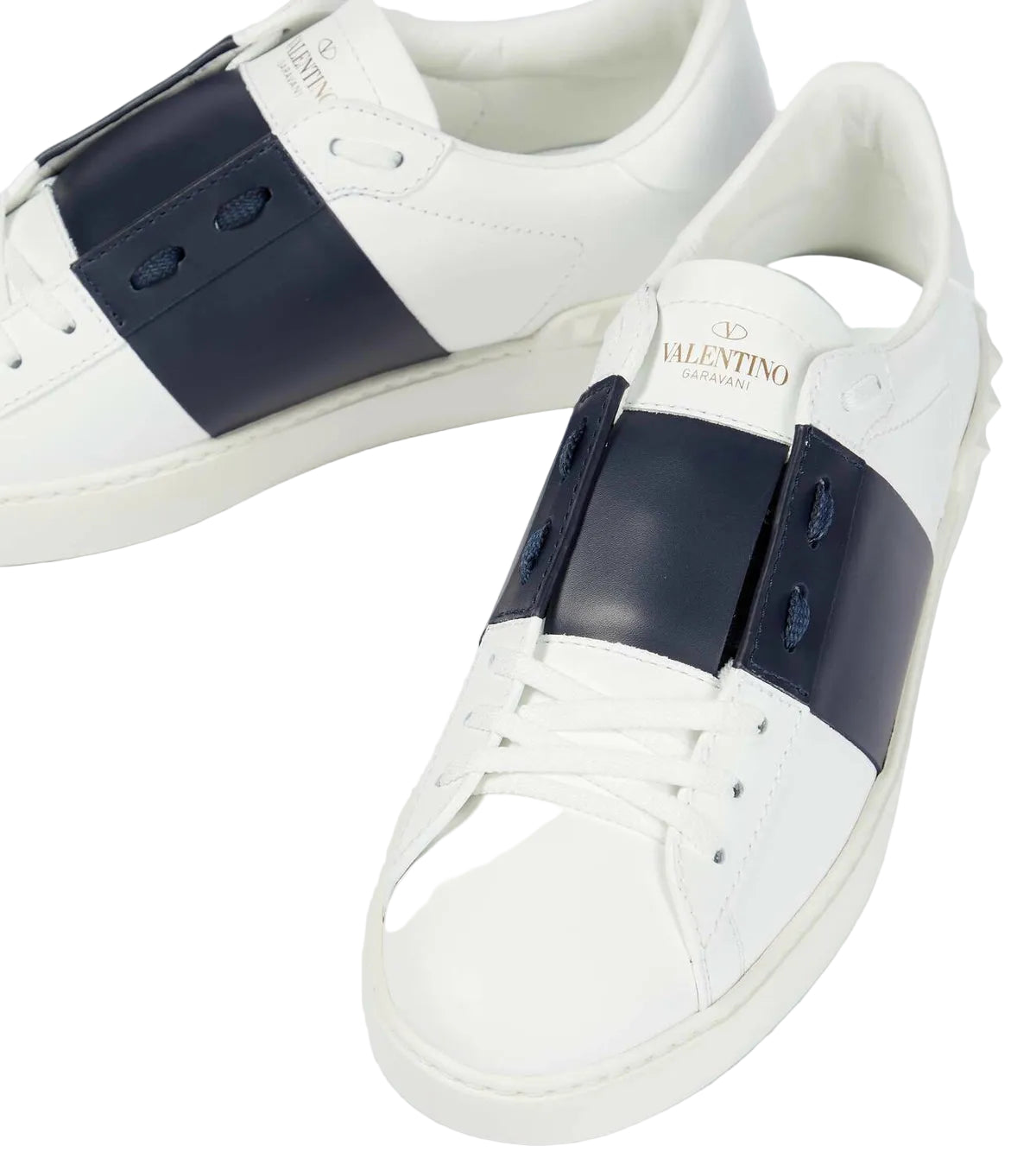 נעל של ולנטינו בצבע לבן וכחול - Valentino CALFSKIN OPEN SNEAKER