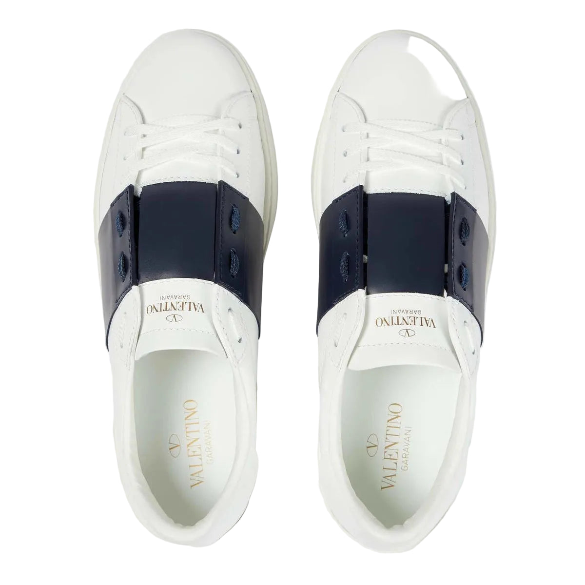 נעל של ולנטינו בצבע לבן וכחול - Valentino CALFSKIN OPEN SNEAKER
