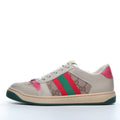 Gucci Screener Webbing Trimmed Distressed Leather and Canvas