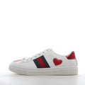 Gucci White Leather Ace Web Heart Detail Lace Up