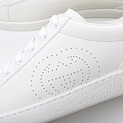 Gucci White Perforated Interlocking G Leather Ace Low Top