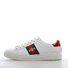 Gucci White Leather Ace Web Heart Detail Lace Up