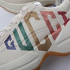 Gucci Cream Leather Rhyton Glitter Logo