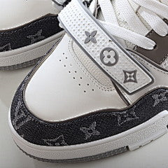 Louis Vuitton Trainer 'Velcro Strap - Grey Monogram Denim'