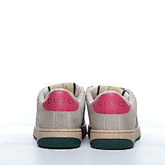 Gucci Screener Webbing Trimmed Distressed Leather and Canvas