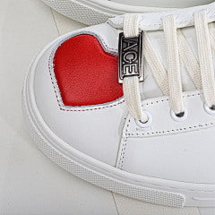 Gucci White Leather Ace Web Heart Detail Lace Up