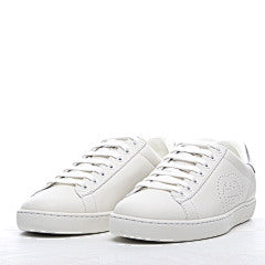 Gucci White Perforated Interlocking G Leather Ace Low Top