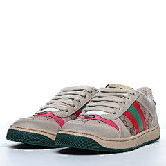 Gucci Screener Webbing Trimmed Distressed Leather and Canvas