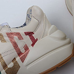 Gucci Cream Leather Rhyton Glitter Logo