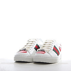Gucci White Leather Ace Web Heart Detail Lace Up
