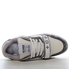 Louis Vuitton Trainer 'Velcro Strap - Grey Monogram Denim'