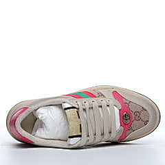 Gucci Screener Webbing Trimmed Distressed Leather and Canvas