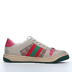 Gucci Screener Webbing Trimmed Distressed Leather and Canvas