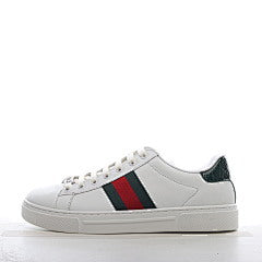 Gucci White Leather Ace Web Heart Detail Lace Up